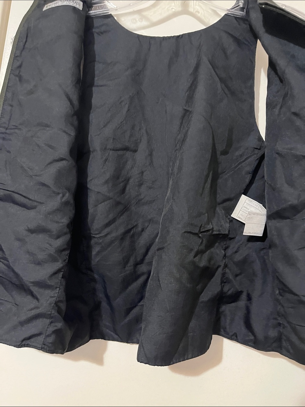 Emporio Armani Black Faux Leather Sleeveless Tank with Diagonal Stitching - Picture 5 of 6